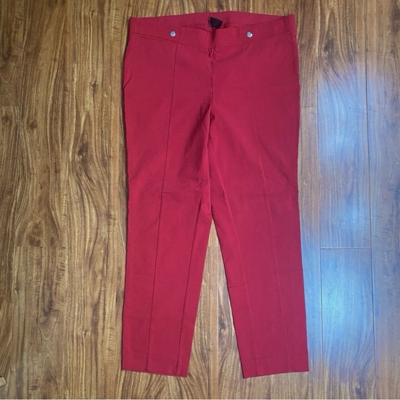 Rafaella Women's Comfort Cherry Red Stretch High Waist Crop Ankle Pant Size 18 - Picture 1 of 13